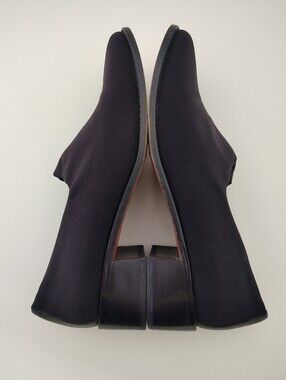 Vintage Y2K Donald J Pliner Black Crepe Square Toe Loafers Size 8.5 M Stretch